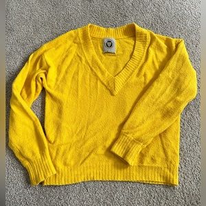 Yellow Urban Outfitters Boucle V Neck Sweater